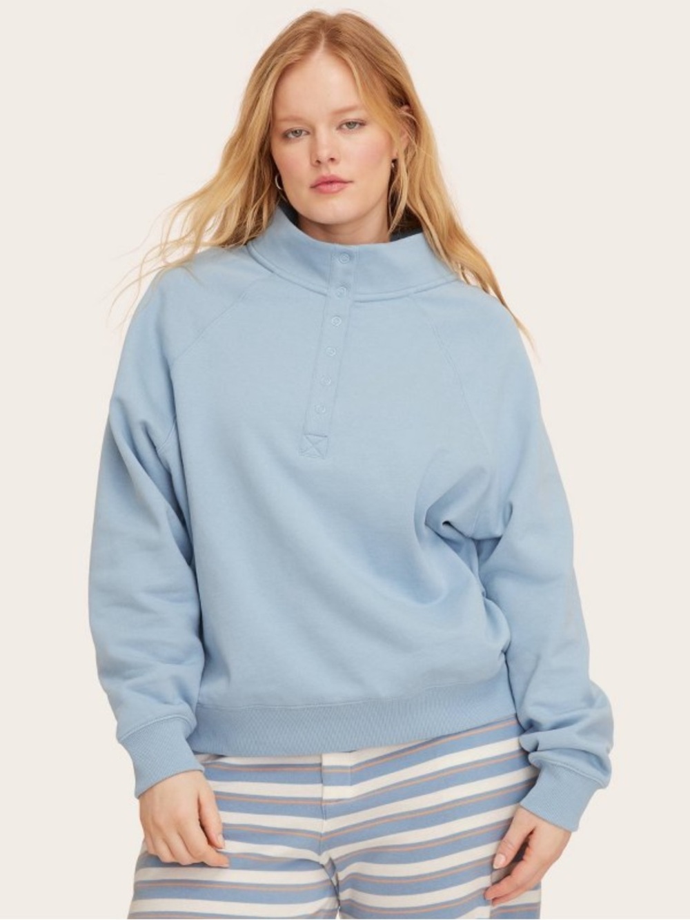 Snap Mockneck Popover Sweatshirt - Parke x Target Light Blue NEW